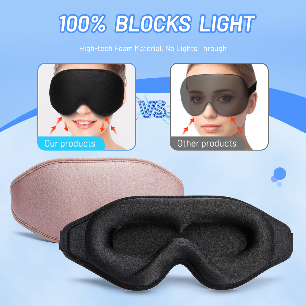 Masque de sommeil 3D en mousse à mémoire de forme naturelle pour un confort optimal