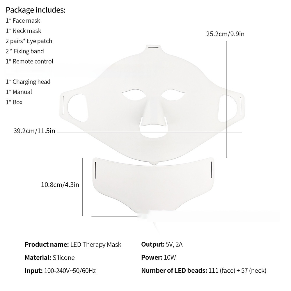 Masque facial en silicone à LED 7 couleurs – Rajeunissement de la peau et traitement de l'acné