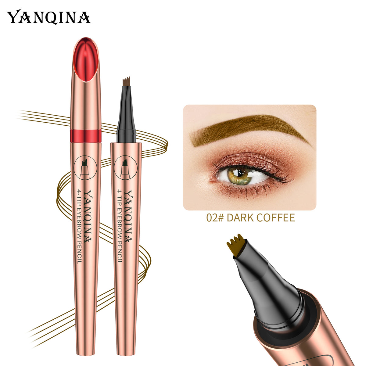 Crayon à sourcils liquide imperméable YANQINA pour les sourcils