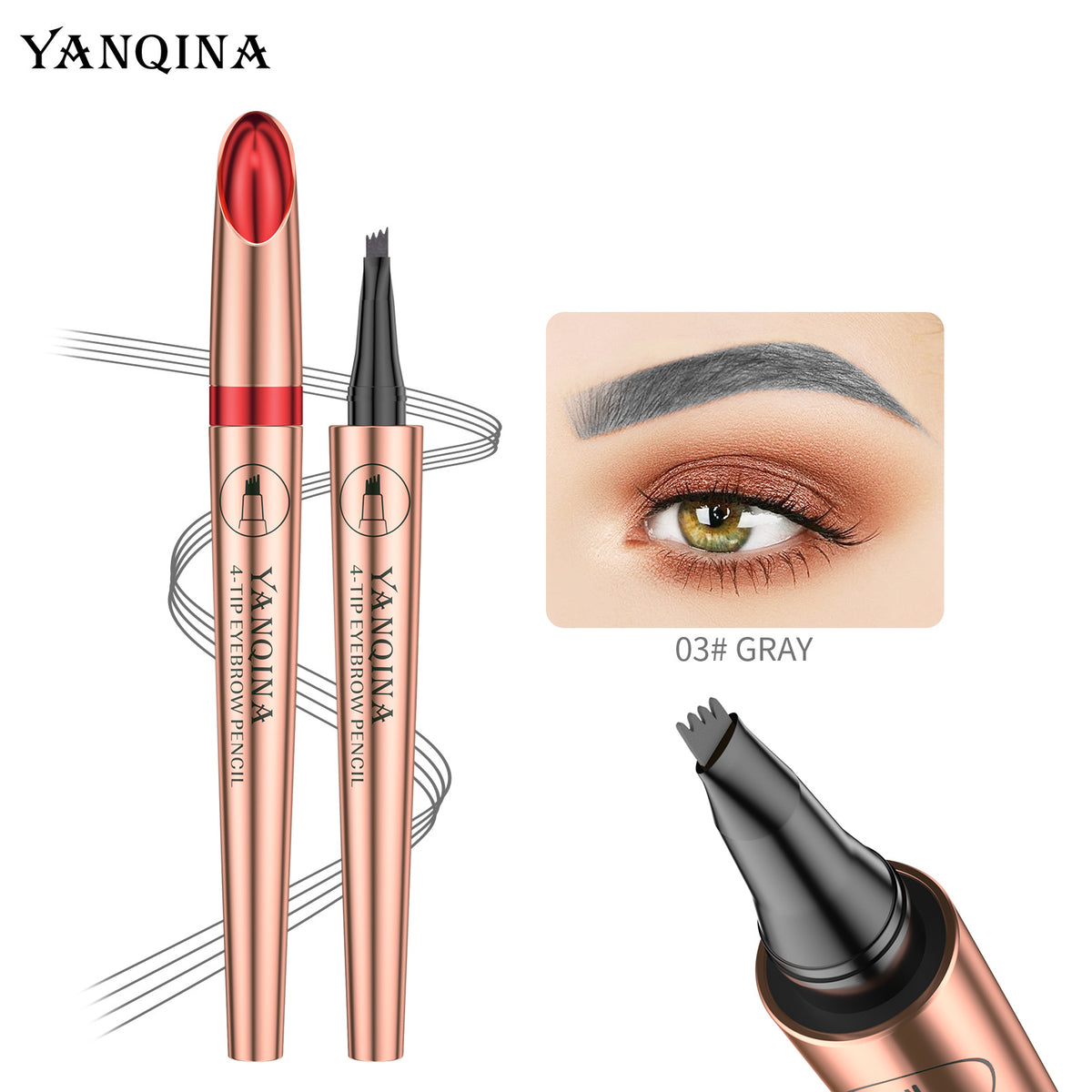 Crayon à sourcils liquide imperméable YANQINA pour les sourcils