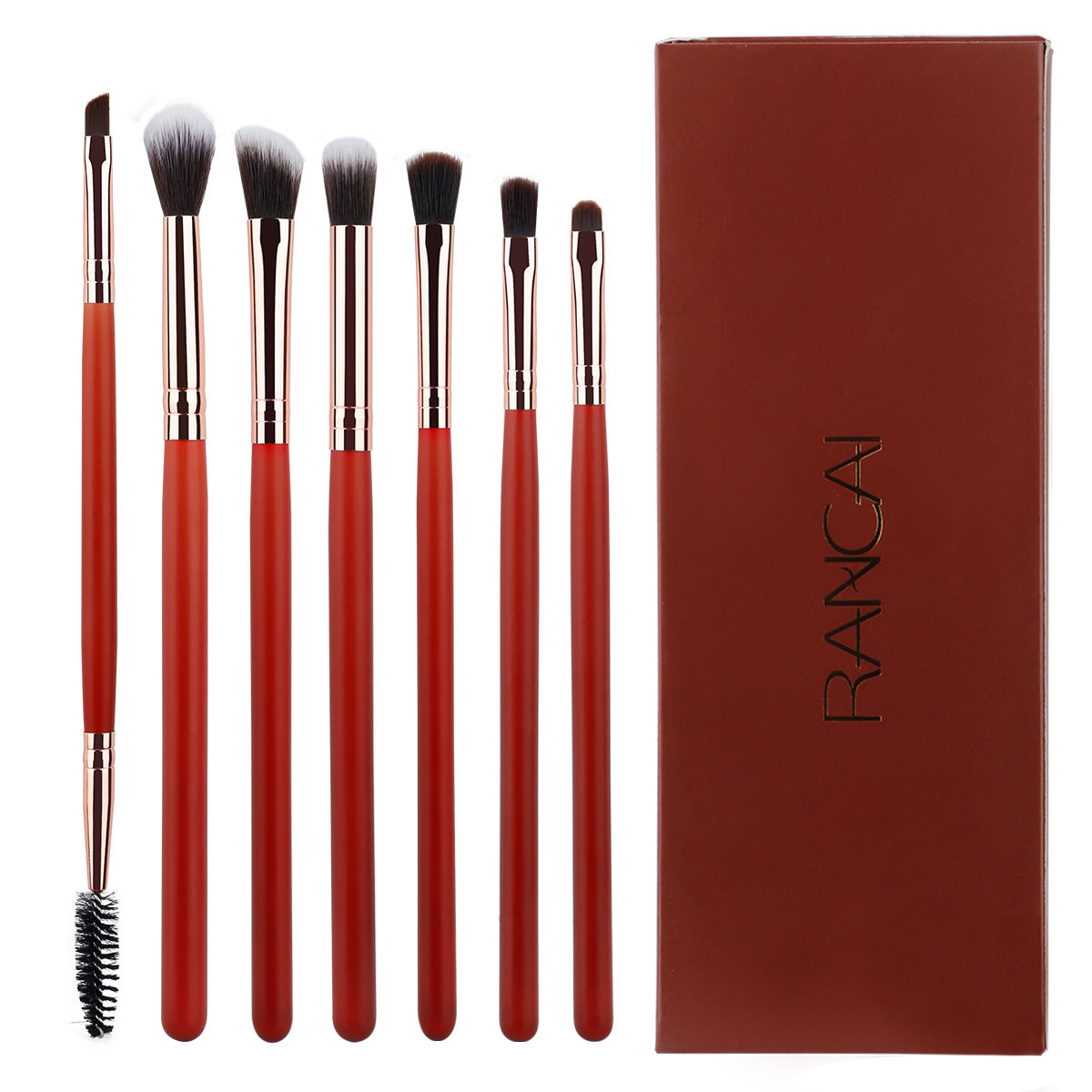 DUcare DF0727 Set de 7 Pinceaux de Maquillage pour les Yeux Rouge