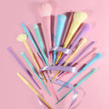 Ensemble de pinceaux de maquillage arc-en-ciel - 17 pièces style macaron