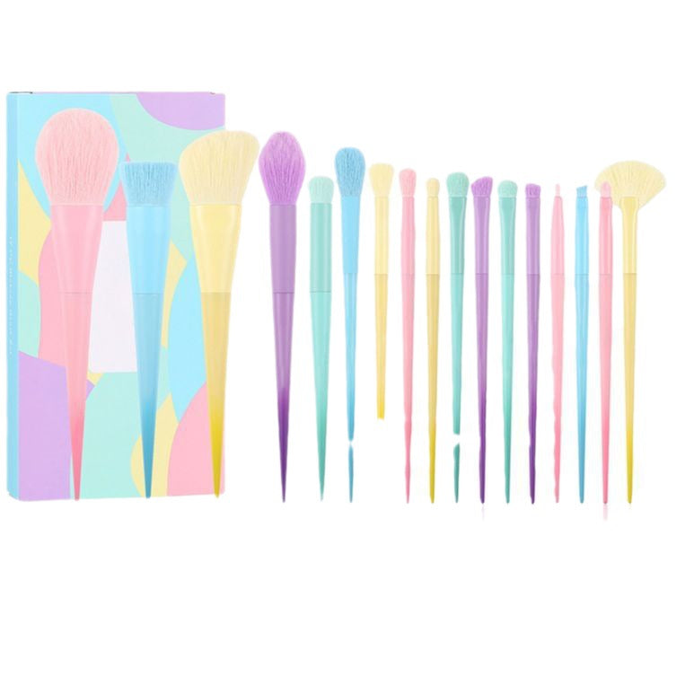 Ensemble de pinceaux de maquillage arc-en-ciel - 17 pièces style macaron