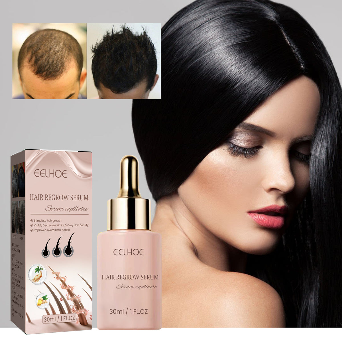 EELHOE Essence fortifiante pour cheveux pour des racines nourries