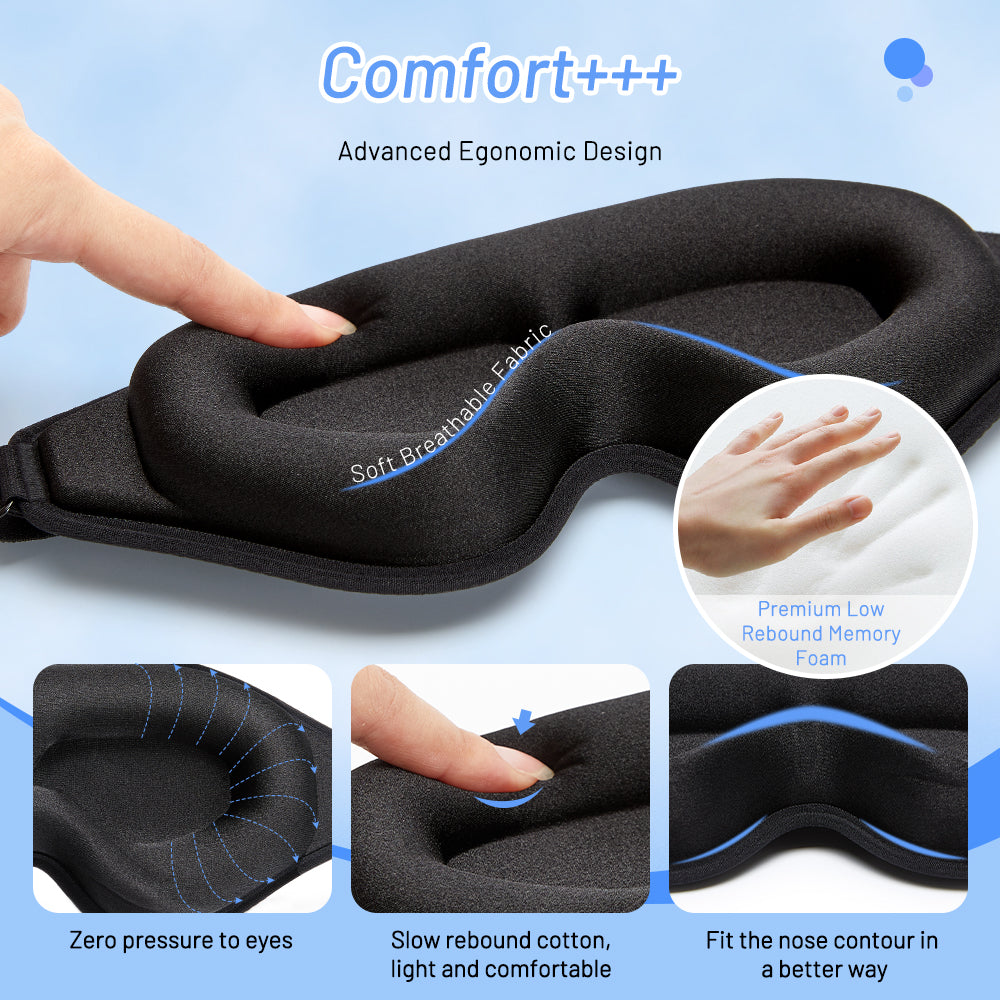 Masque de sommeil 3D en mousse à mémoire de forme naturelle pour un confort optimal