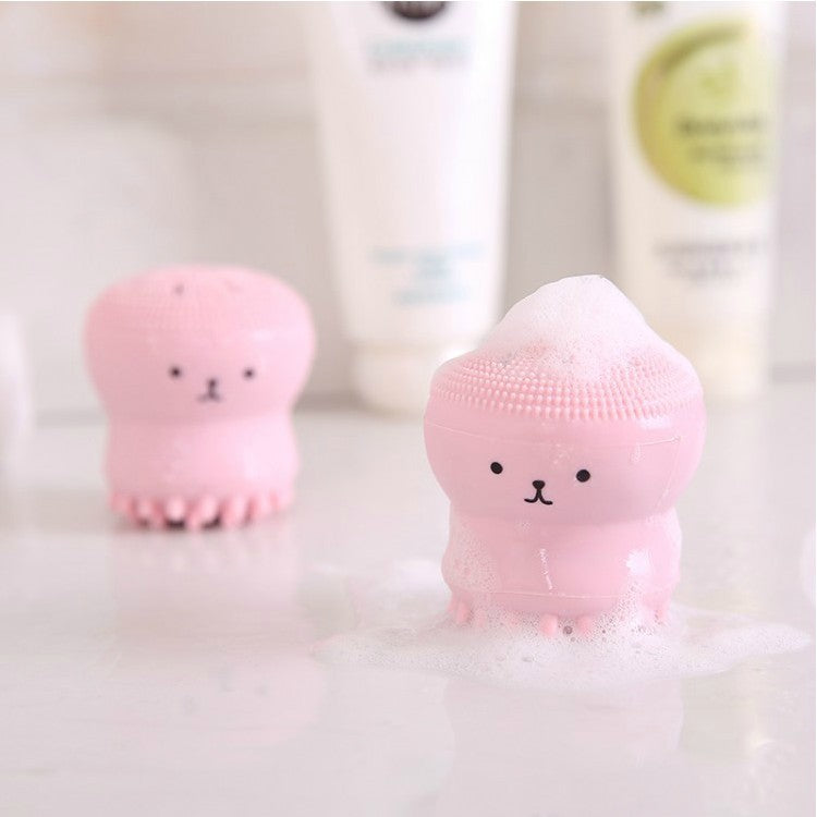 Brosse nettoyante pour le visage en silicone en forme de pieuvre de dessin animé