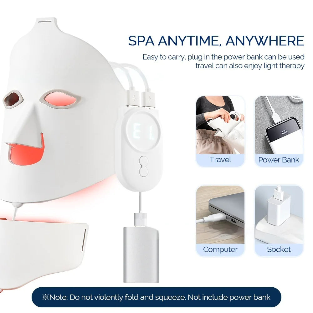 Masque facial en silicone à LED 7 couleurs – Rajeunissement de la peau et traitement de l'acné
