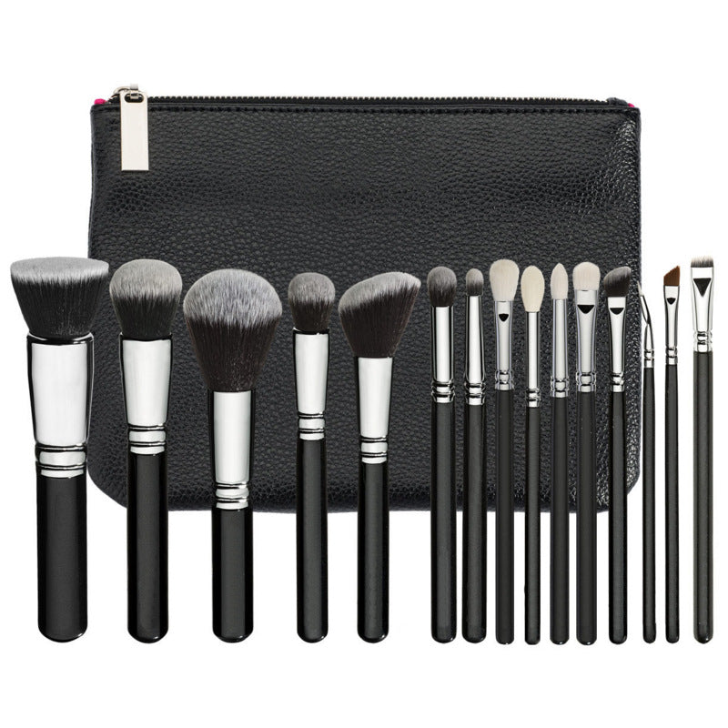 Ensemble de 15 pinceaux de maquillage rose or