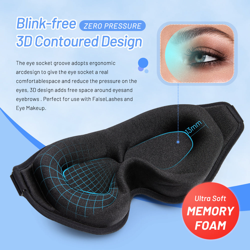 Masque de sommeil 3D en mousse à mémoire de forme naturelle pour un confort optimal